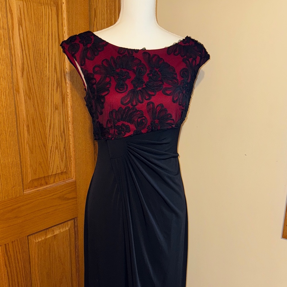Connected Apparel Red and Black Elegant Maxi Dress - stunning floral detailing